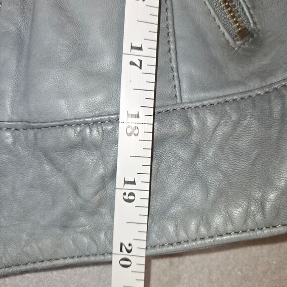 Trouve Womens XS Leather Coat Jacket Grey Studded Moto Asymmetrical Zipper Biker - Picture 9 of 13